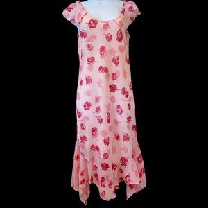 Pink Vintage Fairy Hem Dress with Rose Pattern by Miss Anastasia y2k